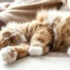 chat allongé sur le dos dans un canapé
