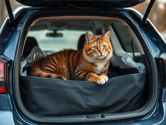 Chat dans le coffre d'une voiture